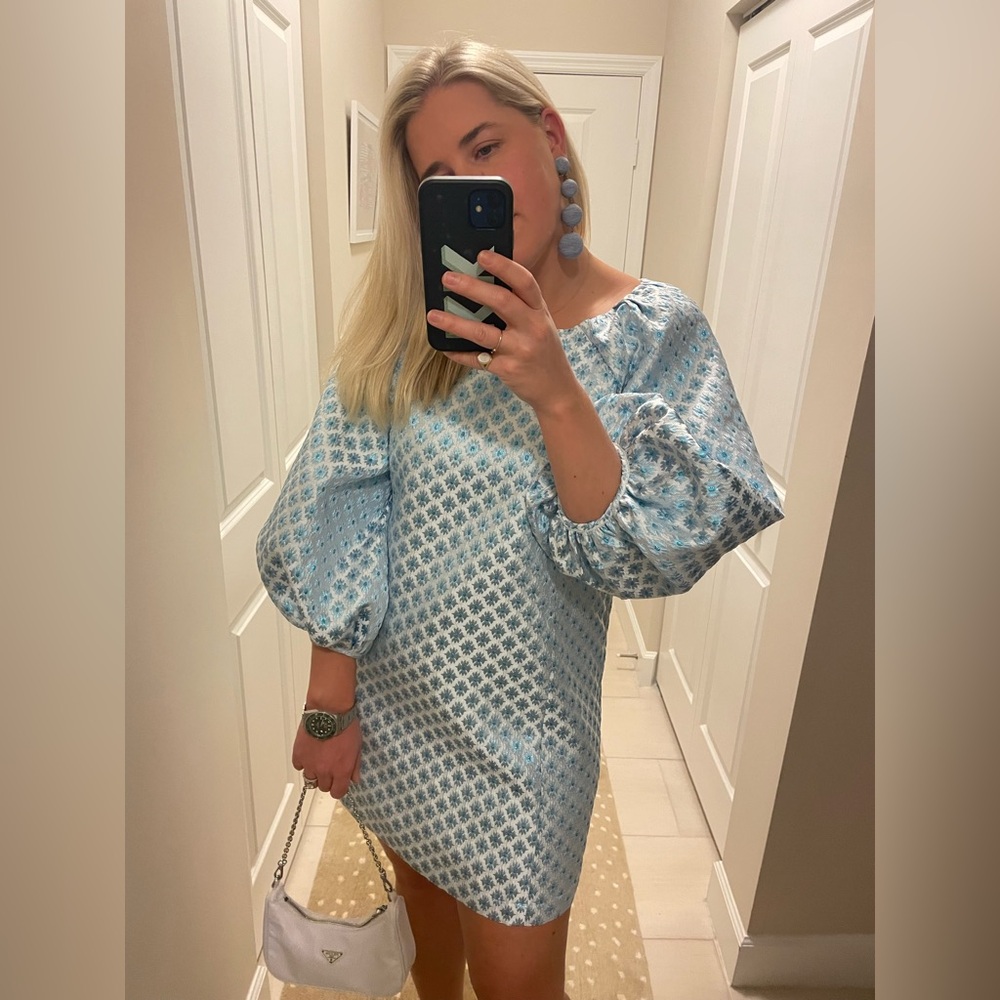 Hill House Blue and White Textured Dress
